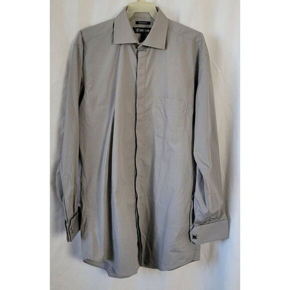Stacy Adams 15 1/2 x 32/33 Men's Dress Shirt Gray cufflinks French Cuff - Picture 3 of 7